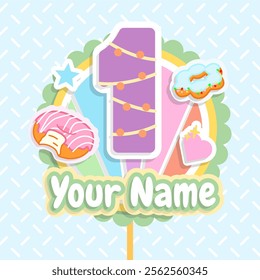 adorable donuts theme for birthday cake topper decoration