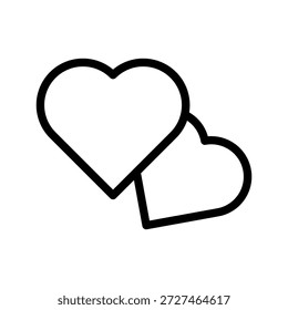 Adorável Double Hearts ícone definido para o amor, romance, relacionamentos e celebração design UI
