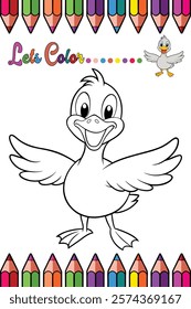 Adorable Duck Coloring Page for Kids - Fun and Printable Cartoon Bird Outline for Creative Learning