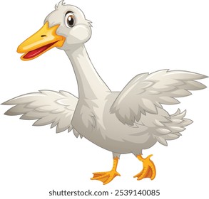 Adorable Duck with Open Arms Cartoon Character

