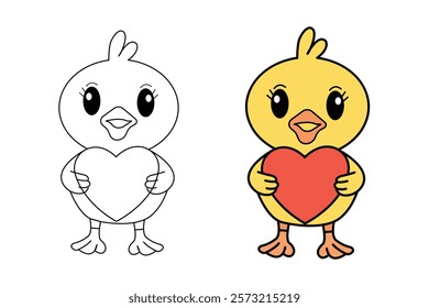 Adorable Duck Outline Coloring Page Design