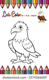  Adorable Eagle Coloring Page for Kids - Fun and Printable Cartoon Bird Outline for Creative Learning