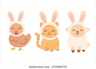 Adorable Easter Animals in Bunny Costumes for Spring Celebrations