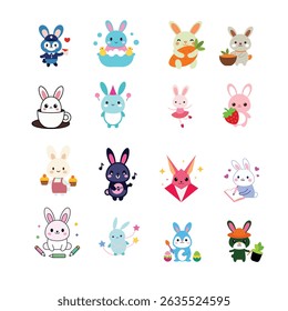 Adorable Easter Bunny Collection A Delightful Set of Cute Bunny Illustrations