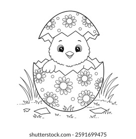 Adorable Easter Bunny and Eggs Coloring Page