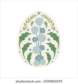 Adorable Easter bunny and eggs illustration set in beautiful art nouveau hand drawing style