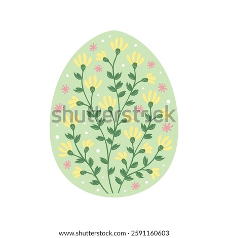 Adorable Easter bunny and eggs illustration set in beautiful art nouveau hand drawing style