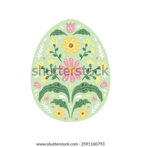  Adorable Easter bunny and eggs illustration set in beautiful art nouveau hand drawing style