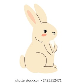 Adorable easter bunny. Hand drawn cute baby character. Spring element decoration in modern simple cartoon flat style for print design. cute spring animal in flat style. Kids design, fabric, wrapping