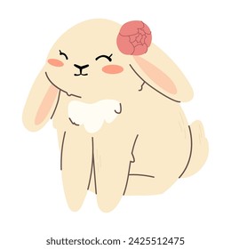 Adorable easter bunny. Hand drawn cute baby character. Spring element decoration in modern simple cartoon flat style for print design. cute spring animal in flat style. Kids design, fabric, wrapping