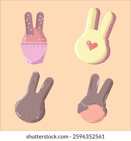 Adorable Easter Bunny Treats Set for Design Elements