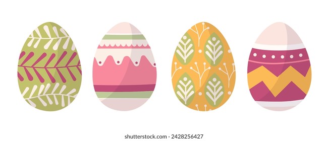 Adorable easter eggs. Hand drawn cute easter eggs set. Spring modern vector illustration for print design,  poster, card, scrapbooking , stickers, greeting cards, Easter, thanksgiving.