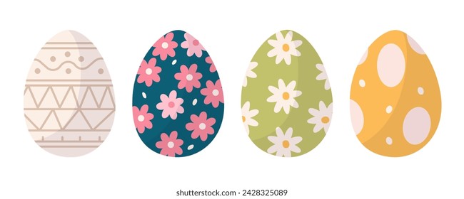 Adorable easter  eggs. Hand drawn cute easter eggs set. Spring modern vector illustration for print design,  poster, card, scrapbooking , stickers, greeting cards, Easter, thanksgiving.