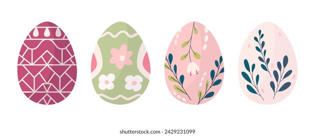 Adorable easter  eggs. Hand drawn cute easter eggs set. Spring modern vector illustration for print design,  poster, card, scrapbooking , stickers, greeting cards, Easter, thanksgiving.