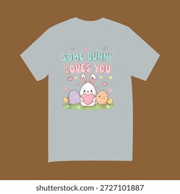  Bezauberndes Ostern Pun T-Shirt mit Hase Holding Herz