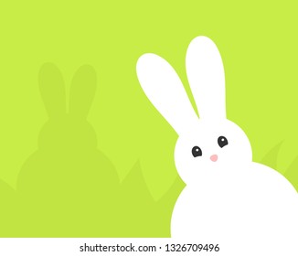 Adorable Easter white bunny. Vector illustration.