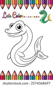 Adorable Eel Coloring Page for Kids - Fun and Printable Cartoon Marine Animal Outline for Creative Learning