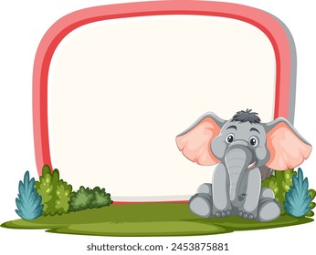 Adorable elephant framed by a colorful arch.
