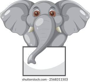 Adorable elephant holding a blank sign