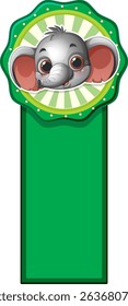Adorable elephant illustration on a green bookmark