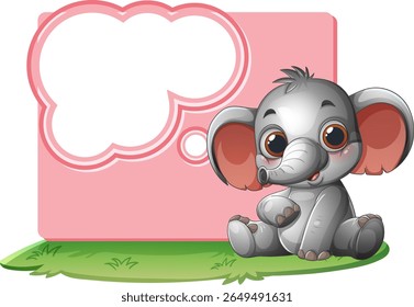 Adorable elephant sitting with a blank speech bubble