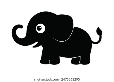 Adorable elephant wearing a Panama hat in a charming cartoon-style vector illustration.