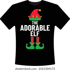 The Adorable Elf Christmas T-Shirt Design Holiday Elf Christmas Graphic