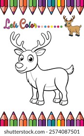  Adorable Elk Coloring Page for Kids - Fun and Printable Cartoon Animal Outline for Creative Learning