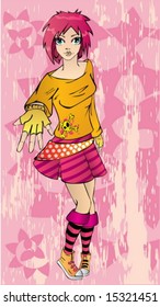 adorable emo girl with a pink hair