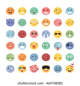 Adorable emoticon design, 36 different facial expressions