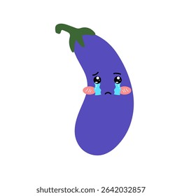 Adorable emotion eggplant isolated on white background