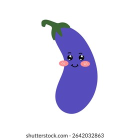 Adorable emotion eggplant isolated on white background