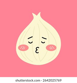 Adorable emotion onion isolated on white background. 