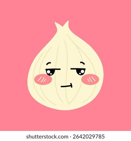 Adorable emotion onion isolated on white background. Onion kawaii expression face cartoon. vector design