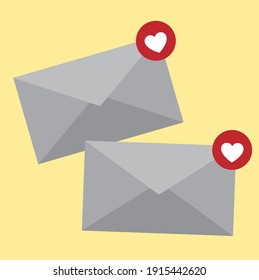 an adorable envelope with message of love. red love letter vector illustration, can be used for logos, symbols, signs and decorations