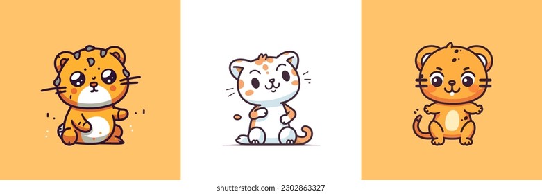 With its adorable expression and fun design, this kawaii cheetah cartoon is perfect for children's books or toy branding