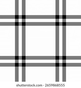 Adorable fabric vector textile, artistic texture plaid tartan. Website seamless pattern background check in white and black colors palette.