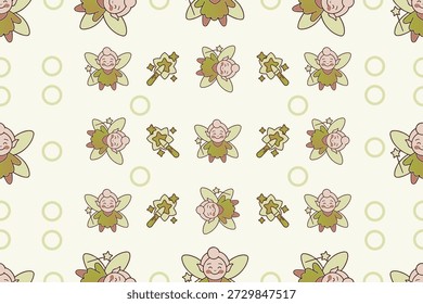 Patrón de repetición de dibujos animados de hadas adorables para niños y diseño de vivero