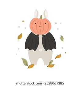 Adorable Fall Bat Vector Illustration. Cute Autumn Designs for Halloween.