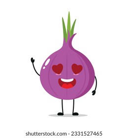  Adorable Fall In Love Red Onion Stand Alone Vector Illustration Character