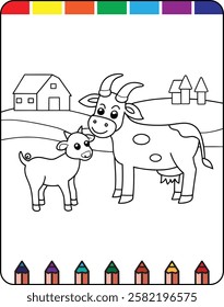 Adorable Farmyard Animals Coloring Pages for Kids, Fun and Educational Farm Animal Coloring Sheets, Cute Farmyard Creatures Printable Coloring Pages