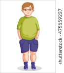 Adorable fat boy with glasses