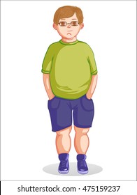 Adorable fat boy with glasses