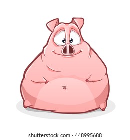 Adorable fat pig character 