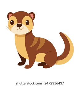 Adorable Ferret, Cute Cartoon Design Illustration