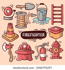 Adorable firefighter doodle prints for kids' apparel and stationery, capturing young imaginations. Ideal for online children's boutiques