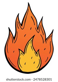 Adorable flame character with big eyes isolated icon. Vector illustration