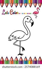 Adorable Flamingo Coloring Page for Kids - Fun and Printable Cartoon Bird Outline for Creative Learning