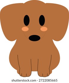 Adorable diseño plano Brown Dachshund Puppy Ilustración