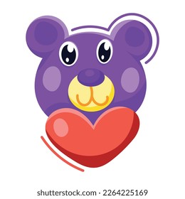 An adorable flat sticker of teddy bear 